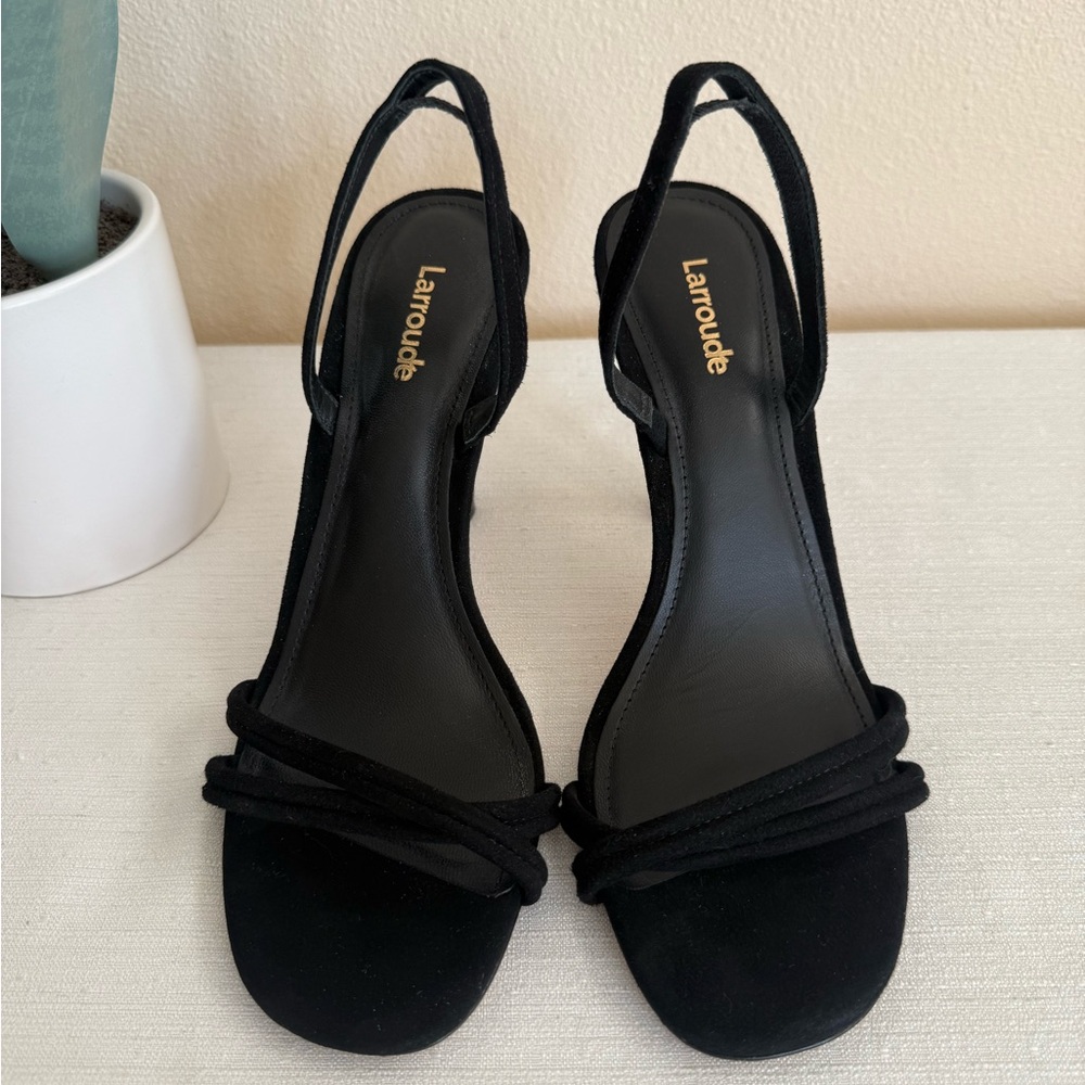 Larroude Black Suede Strap Elegant Heels - Picture 2 of 11